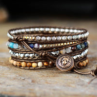 Earthy Jasper Charm & Beads Wrap Bracelet - Womens Bracelets Crystal Bracelet - Allora Jade