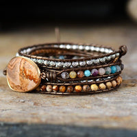 Earthy Jasper Charm & Beads Wrap Bracelet - Womens Bracelets Crystal Bracelet - Allora Jade