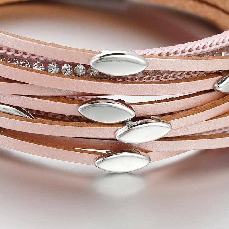 'Tahnee' Charms & Crystals Wrap Bracelet - brown - Womens Bracelets - Allora Jade