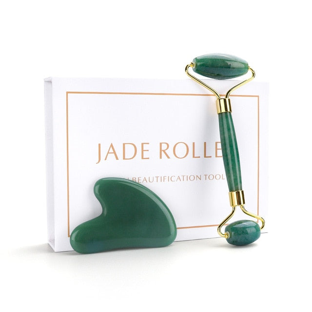 'Jade Roller' Rose Quartz & Jade Roller Gua Sha Scraper Massage Tool - Allora Jade