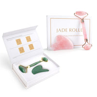 'Jade Roller' Rose Quartz & Jade Roller Gua Sha Scraper Massage Tool - Womens Beauty Jade Roller - Allora Jade