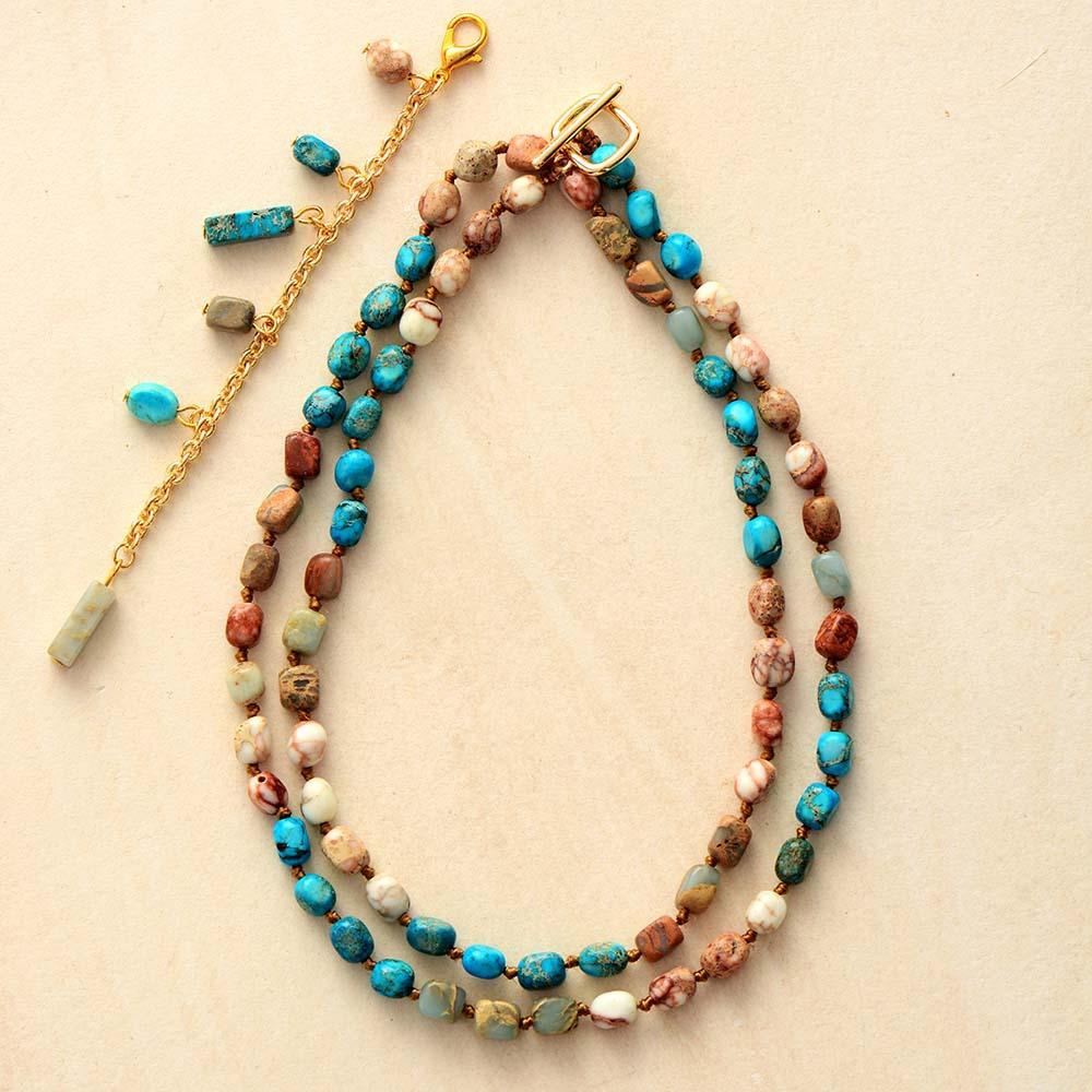 Bohemian 'Dharran' Imperial Jasper Dangle Pendant Necklace | Allora Jade