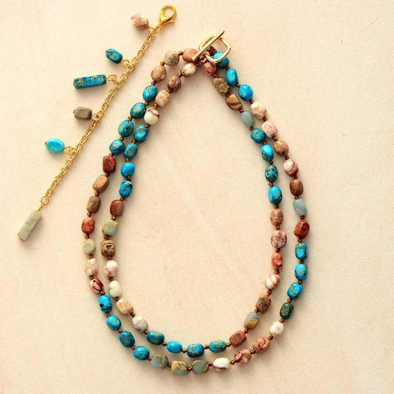 Bohemian 'Dharran' Imperial Jasper Dangle Pendant Necklace | Allora Jade