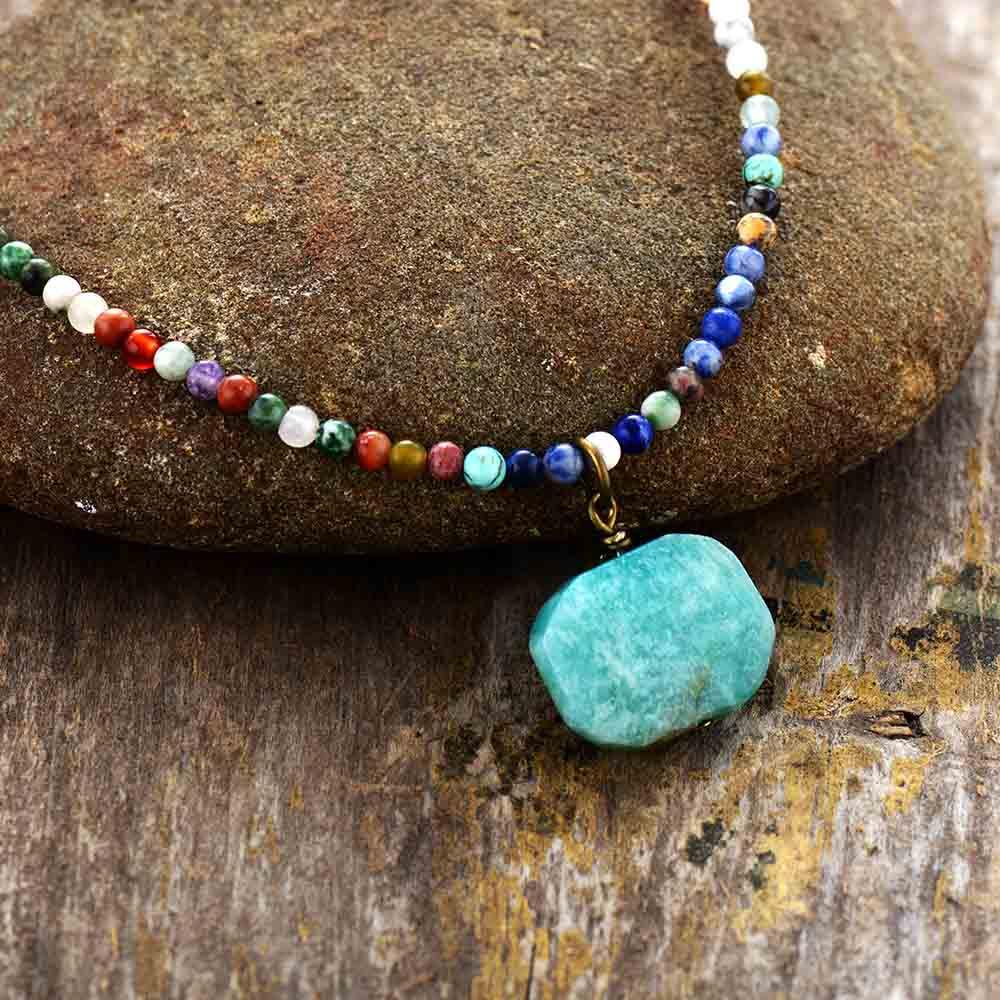 'Yadhaa' Agate & Amazonite Choker Necklace - Womens Necklaces Crystal Necklace - Allora Jade