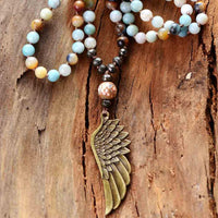 'Angel Wing' Amazonite, Picasso Jasper & Pyrite Necklace - 2 variations - Womens Necklaces Crystal Necklace - Allora Jade