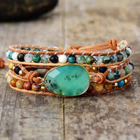 Green Jade Charm Wrap Bracelet - Womens Bracelets Crystal Bracelet - Allora Jade