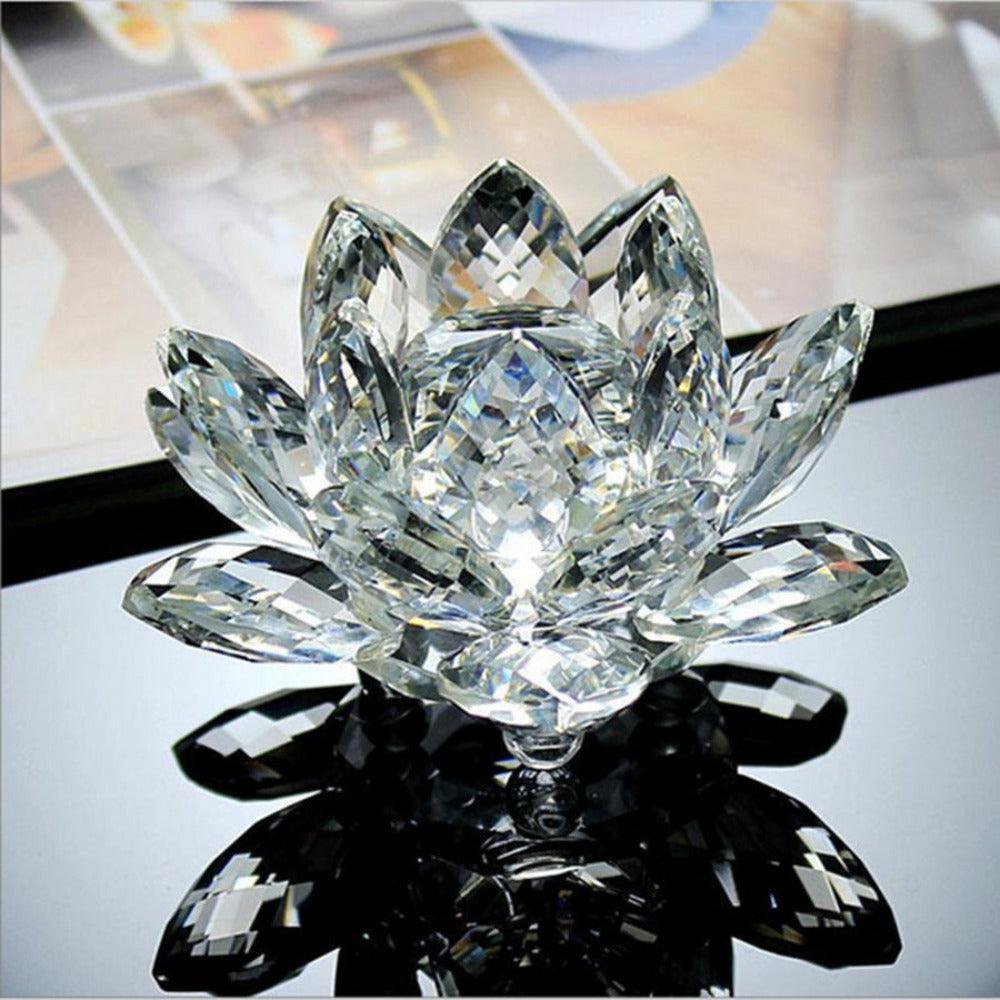 'Clear Lotus' Flower Glass Ornament - Decor Ornaments - Allora Jade
