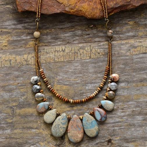 'Marrambir' Agate & Jasper Multilayered Necklace - Womens Necklaces Crystal Necklace - Allora Jade