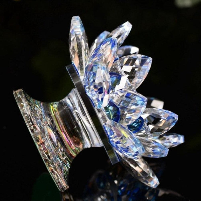 'Blue Lotus' Flower Glass Candle Holder - Decor Ornaments - Allora Jade