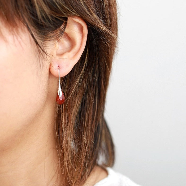 'Baygur' Natural Red Jasper Women's Drop Earrings - Allora Jade