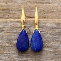 Women's 'Gunhi' Natural Lapis Lazuli Crystal Drop Earrings - Allora Jade