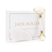 'Jade Roller' White Jade Roller Gua Sha Scraper Massage Tool - Womens Beauty Jade Roller - Allora Jade