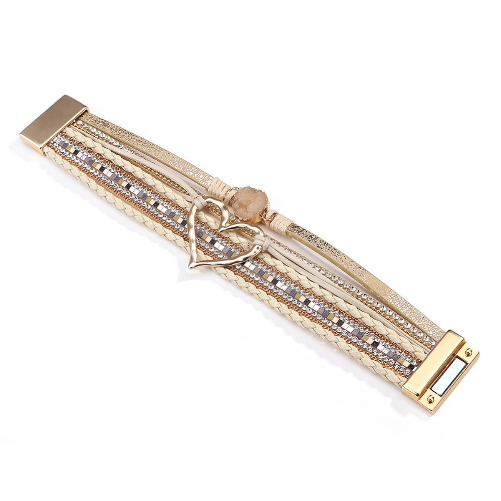 'Dalgu' Heart Charm Cuff Bracelet - silver | Allora Jade