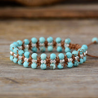 Bohemian Natural Matte Turquoise Braided Cord Bracelet | Allora Jade