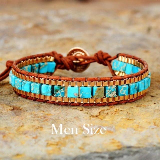 Sky Blue Jasper Cuff Bracelet - Womens Bracelets Crystal Bracelet - Allora Jade