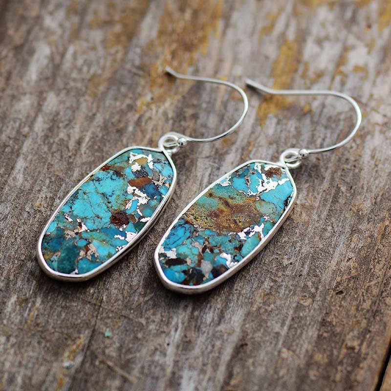 'Dhungal' Turquoise Drop Earrings - silver - Womens Earrings Crystal Earrings - Allora Jade