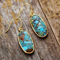 'Dhungal' Turquoise Drop Earrings - gold - Womens Earrings Crystal Earrings - Allora Jade