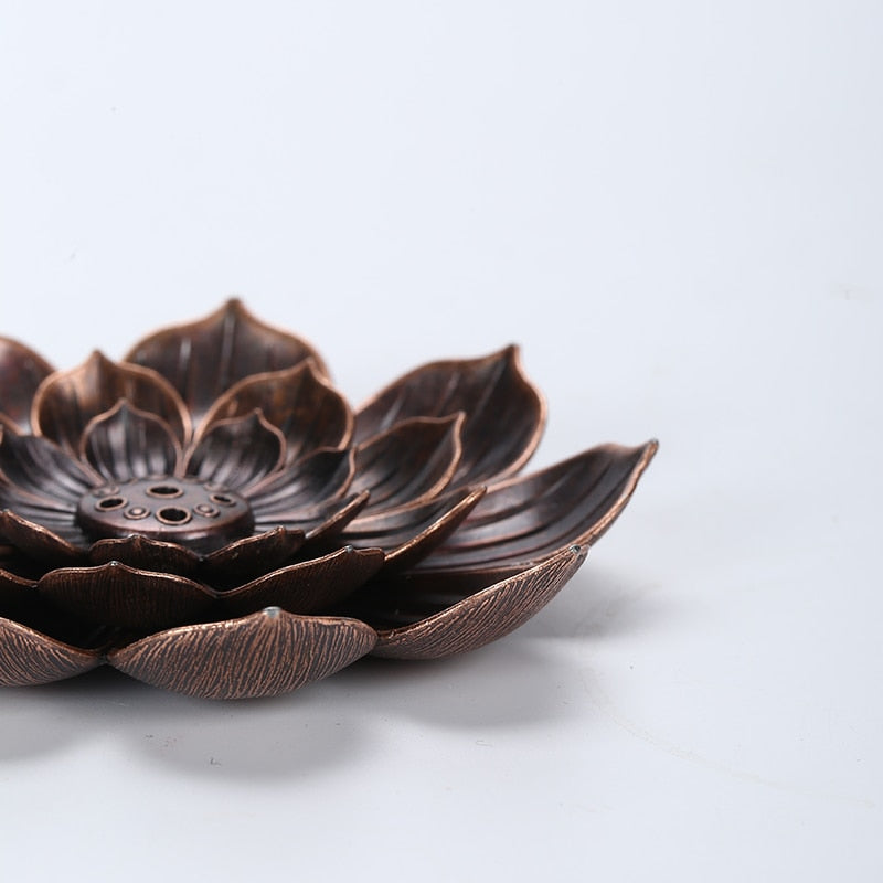 'Lotus' Metal Incense Burner Plate - ALLORA JADE