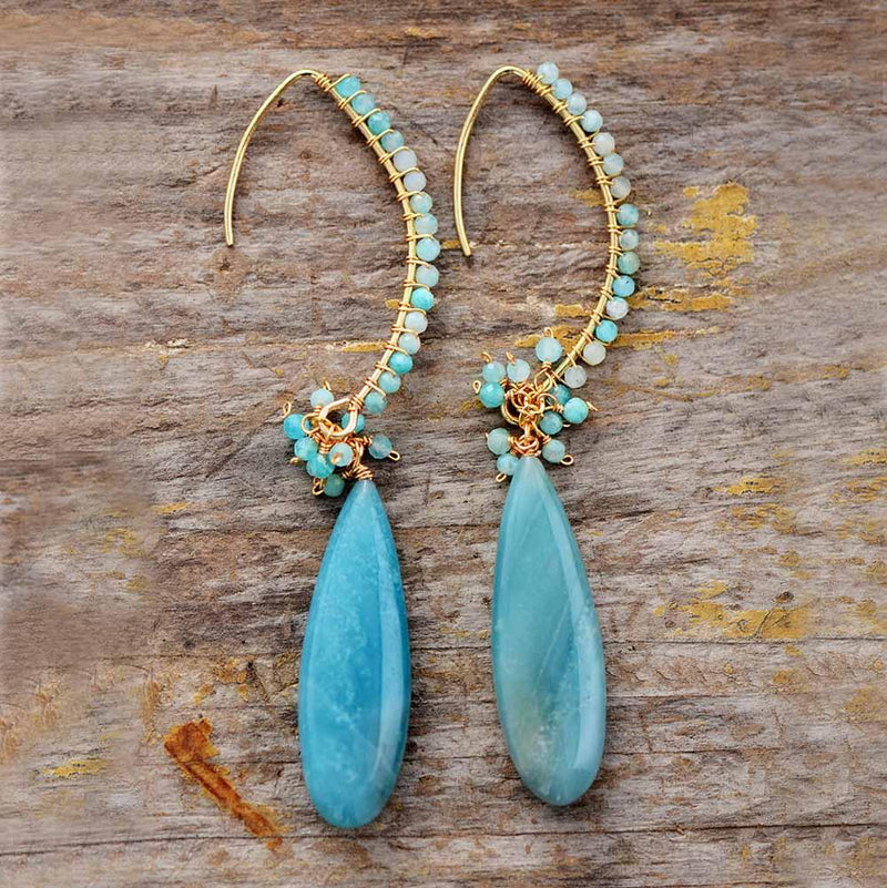 'Murriyan' Amazonite Drop Earrings - Womens Earrings Crystal Earrings - Allora Jade