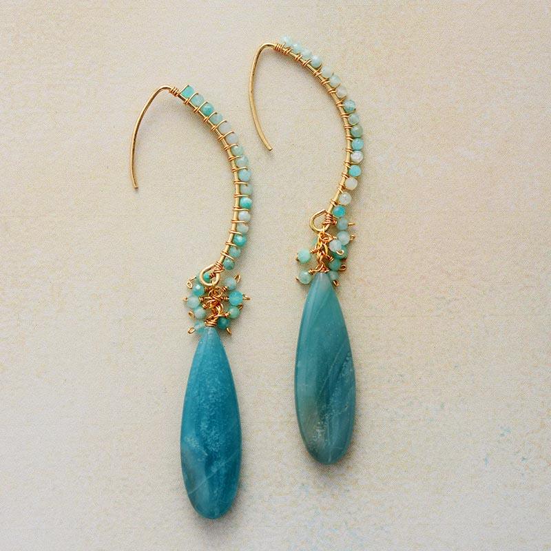 'Murriyan' Amazonite Drop Earrings - Womens Earrings Crystal Earrings - Allora Jade