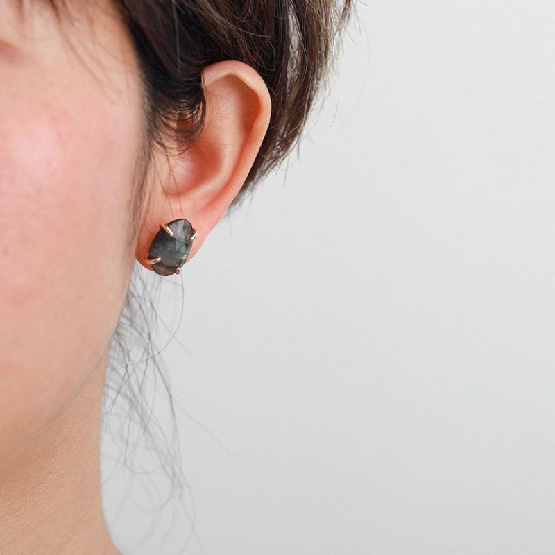 'Balanda' Natural Labradorite Stud Earrings | Allora Jade