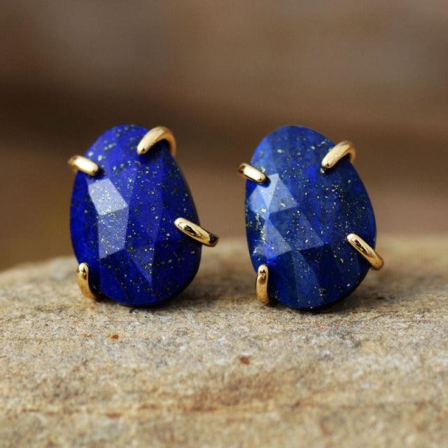 'Balanda' Lapis Lazuli Stud Earrings - Womens Earrings Crystal Earrings - Allora Jade