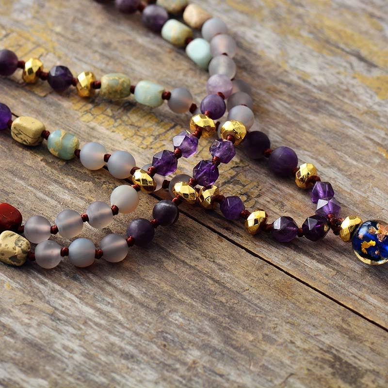 'Walumarra' Jasper & Amethyst Pendant Necklace - Womens Necklaces Crystal Necklace - Allora Jade