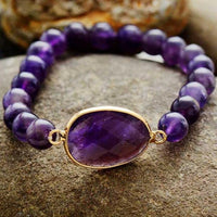 Amethyst Charm & Beads Stretchy Bracelet - Womens Bracelets Crystal Bracelet - Allora Jade