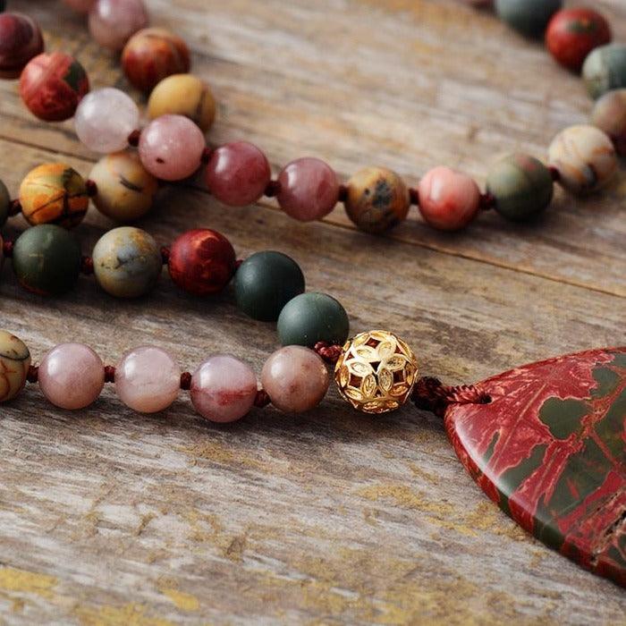 'Jasper Pendant' Onyx and Jasper Beaded Necklace - Womens Necklaces Crystal Necklace - Allora Jade