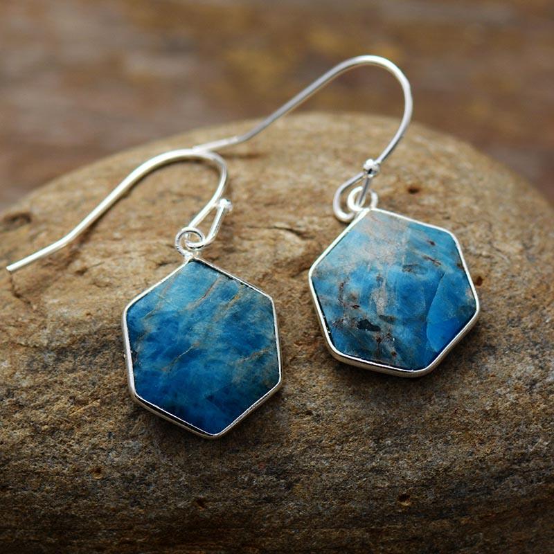'Ngiiny' Blue Apatite Drop Earrings - Womens Earrings Crystal Earrings - Allora Jade