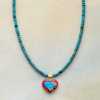 'Heart' Blue Jasper Pendant Necklace - Womens Necklaces Crystal Necklace - Allora Jade