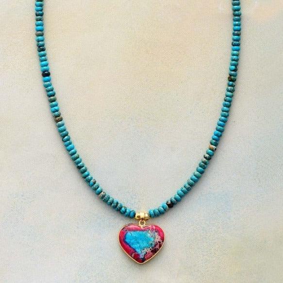 'Heart' Blue Jasper Pendant Necklace - Womens Necklaces Crystal Necklace - Allora Jade