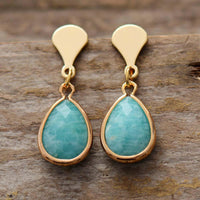 'Guriyan' Amazonite Drop Earrings - Womens Earrings Crystal Earrings - Allora Jade