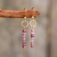 'Ngawa' Bohemian Pink Jasper Dangle Drop Earrings | Allora Jade