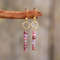 'Ngawa' Pink Jasper Dangle Earrings - Womens Earrings Crystal Earrings - Allora Jade