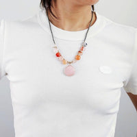 'Gudha' Onyx & Rose Quartz Pendant Necklace - Womens Necklaces Crystal Necklace - Allora Jade