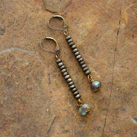 'Yarruwala' Labradorite & Pyrite Dangle Earrings - Womens Earrings Crystal Earrings - Allora Jade