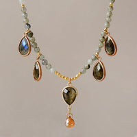 Labradorite Beads & Pendants Necklace - Womens Necklaces Crystal Necklace - Allora Jade