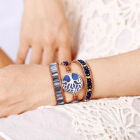 Lapis Lazuli Tree of Life Charm Wrap Bracelet - Womens Bracelets Crystal Bracelet - Allora Jade