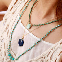 'Dhala' Seed Beads & Amazonite Pendant Necklace - Womens Necklaces Crystal Necklace - Allora Jade