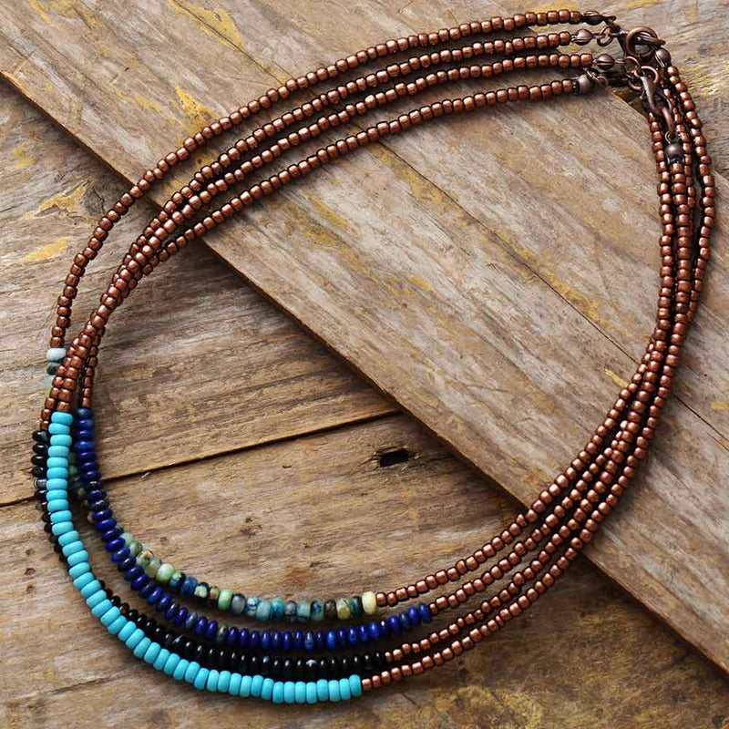 'Bugang' Crystals & Seed Beads Choker Necklace - Womens Necklaces Crystal Necklace - Allora Jade