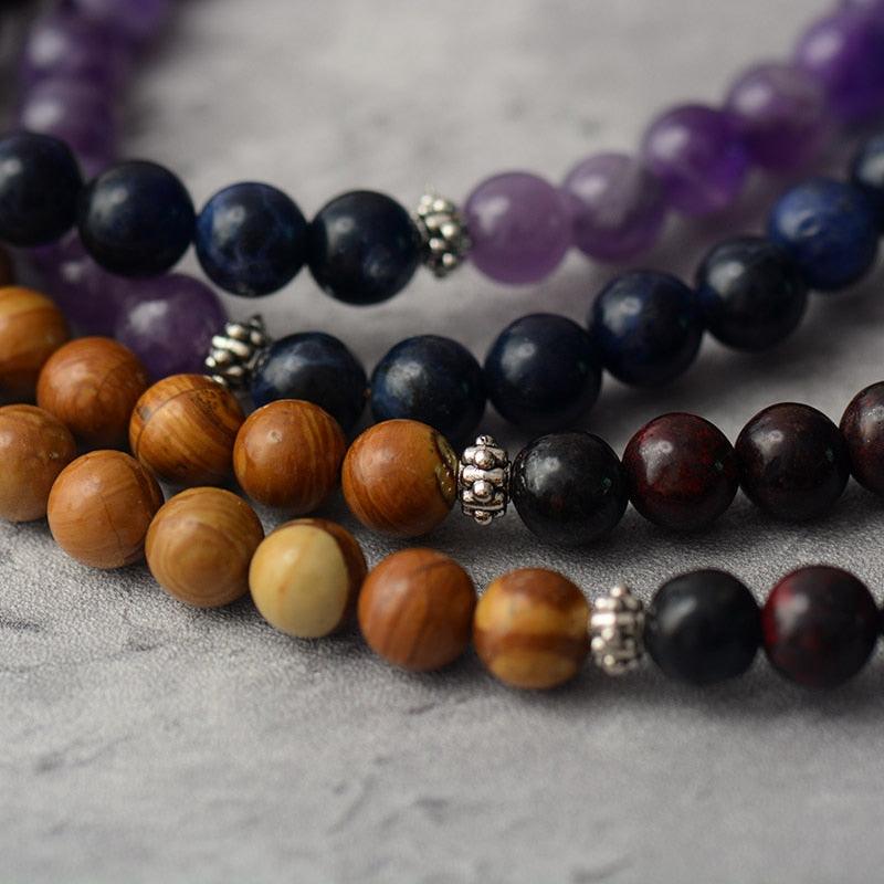 108 Mala Beads Amethyst Agate Jasper - Womens Necklaces Crystal Necklace - Allora Jade