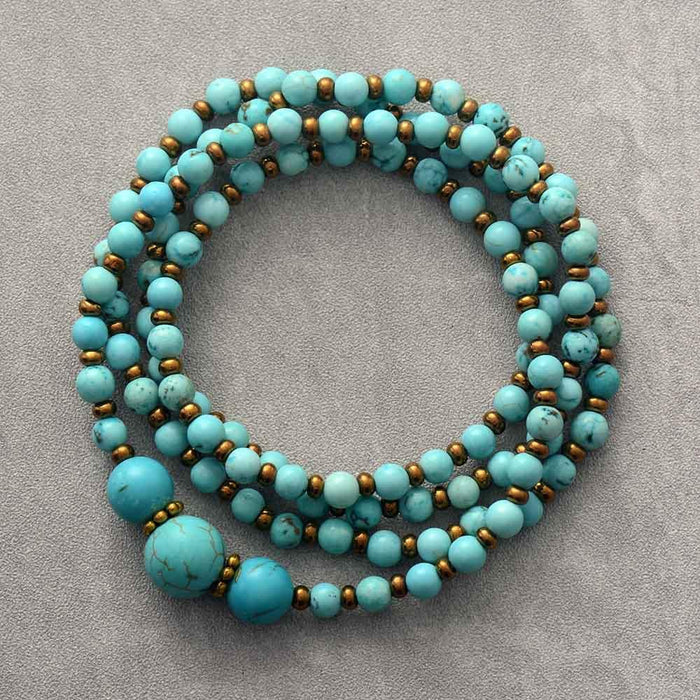 'Bunying' Natural Turquoise Beads Necklace - Womens Necklaces Crystal Necklace - Allora Jade