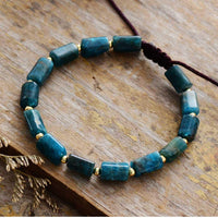 Blue Apatite Single Cord Cuff Bracelet - 2 sizes - Womens Bracelets Crystal Bracelet - Allora Jade
