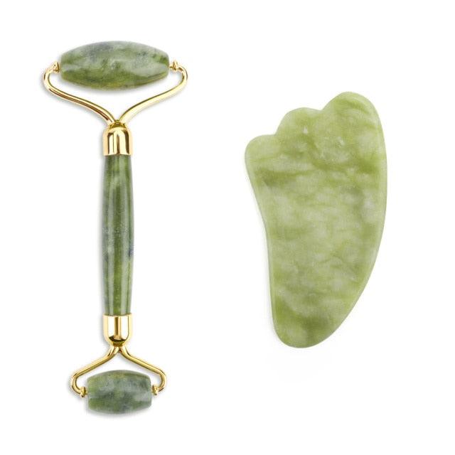 'Serpentine Jade' Roller & Gua Sha Scraper Massage Tool - 14 variations - Womens Beauty Jade Roller - Allora Jade
