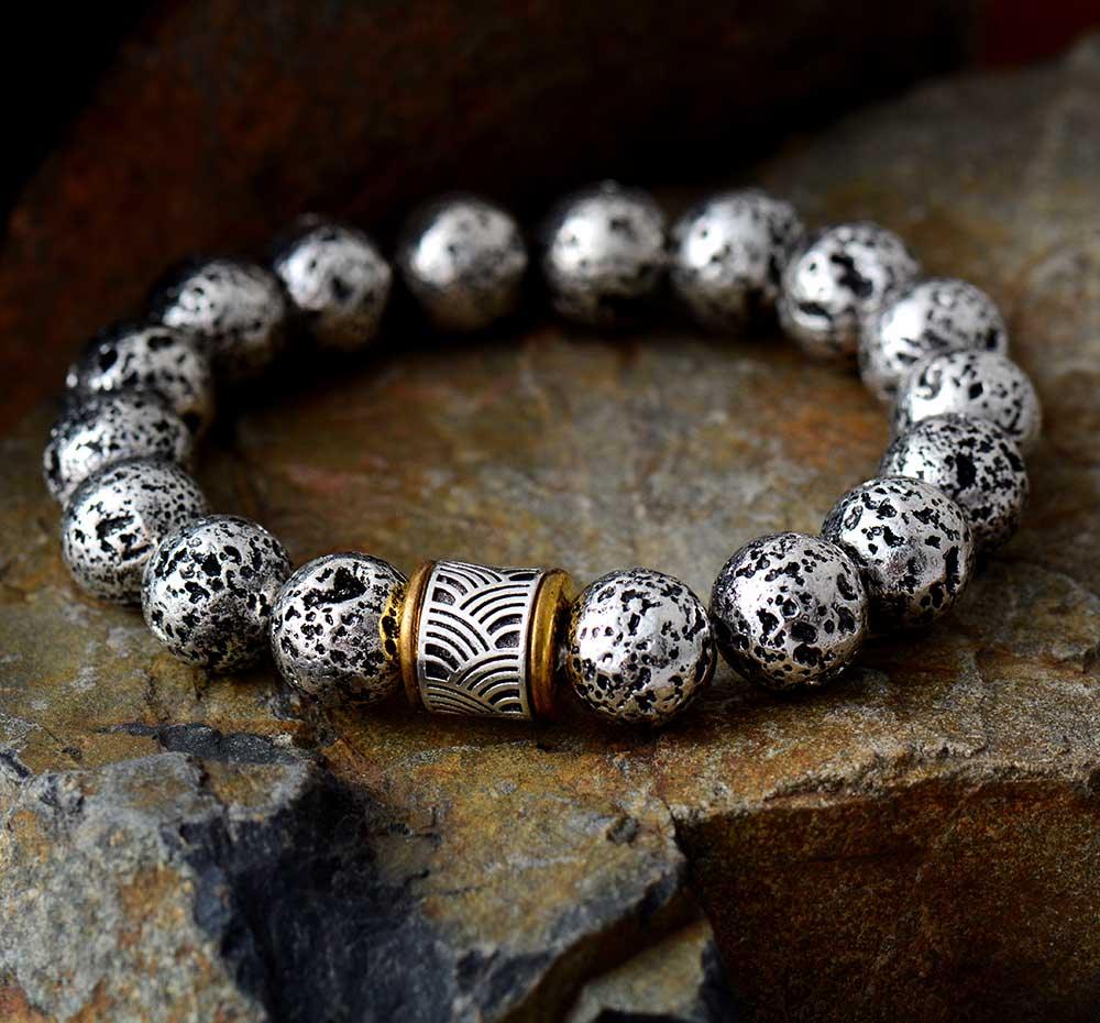 Lava Stone Beaded Stretchy Bracelet - Womens Bracelets Crystal Bracelet - Allora Jade