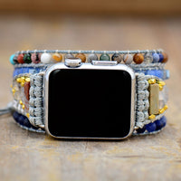 Sodalite and Agate Beads Apple Watch Band Wax Cord Wrap - Allora Jade