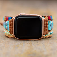 Jasper and Agate Beads Apple Watch Band Wax Cord Wrap - Allora Jade