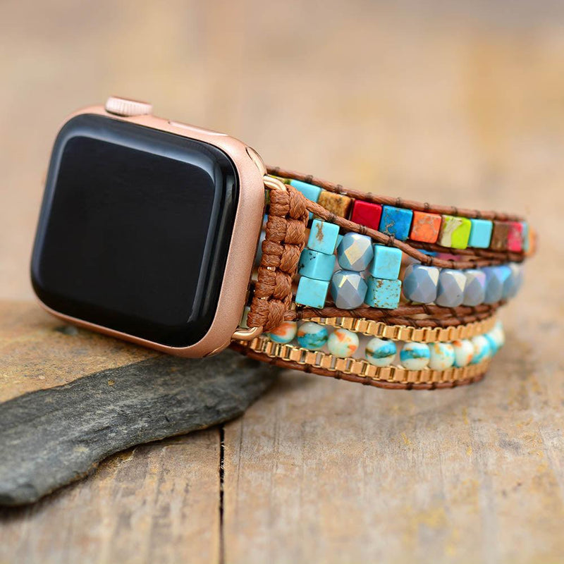Jasper & Agate Beads Apple Watch Band - Womens Crystal Watch Bands - Allora Jade