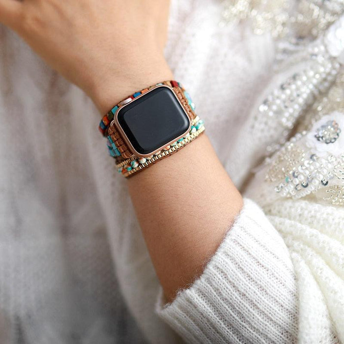 Jasper & Agate Beads Apple Watch Band - Womens Crystal Watch Bands - Allora Jade